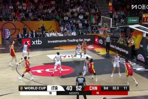 [韩旭3分]定海神针！韩旭飚中3分 三节结束领先意大利13分！